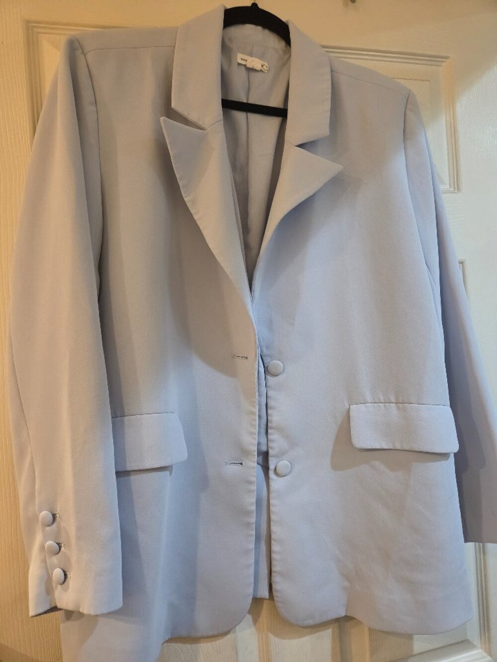 Good American Baby Blue Oversized Boyfriend Blazer